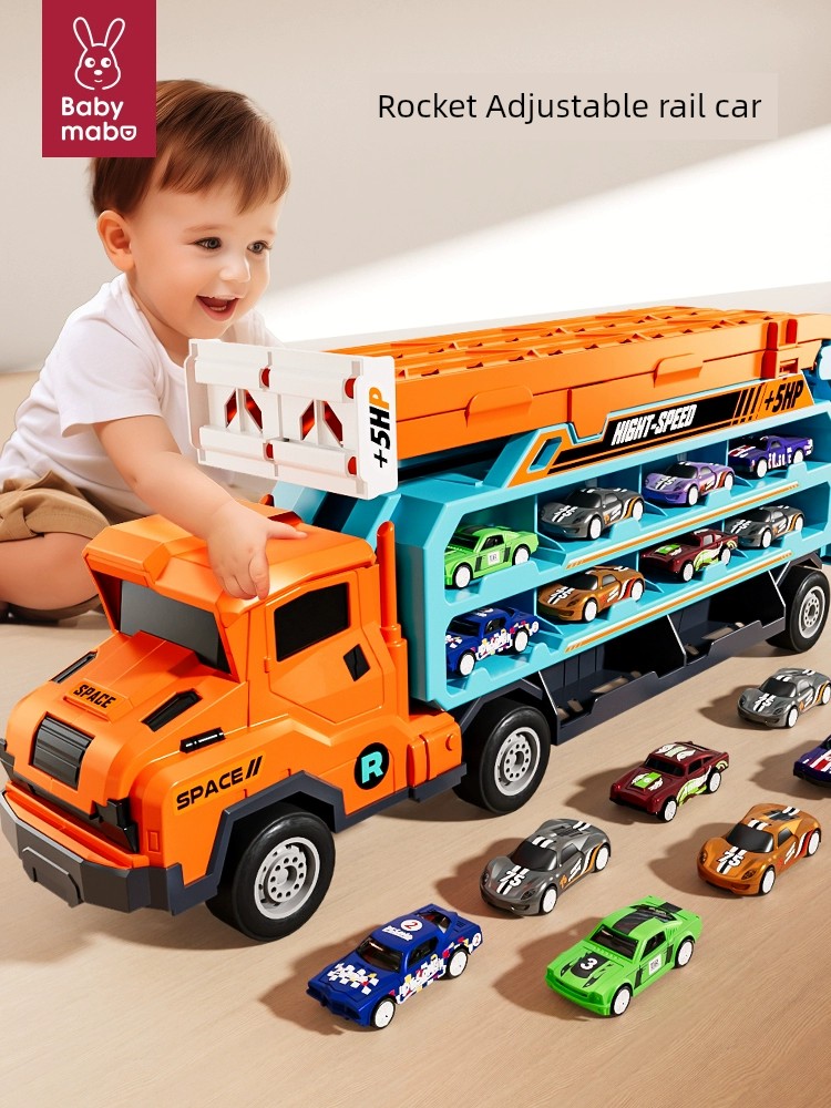 Deformation Toy Kids Transport Alloy Sliding Rail Car