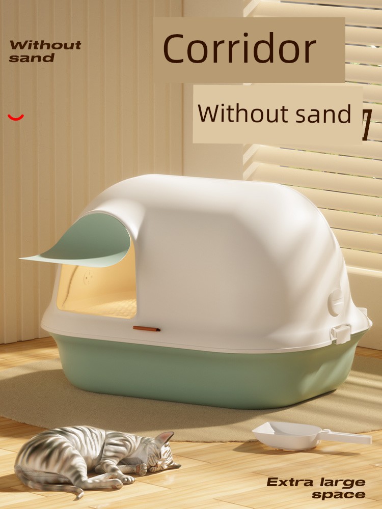 Litter Box Fully Enclosed Corridor Type Oversized Cat Toilet Cat Litter Basin Large Long Channel Kittens Cat Litter Box Splash-Proof
