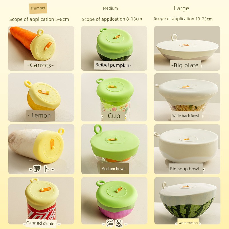 Edible Silicon Fresh-Keeping Cover For Home Universal Tureen Cover High Temperature Resistant round Refrigerator Leftovers Neutral Sealing Cover