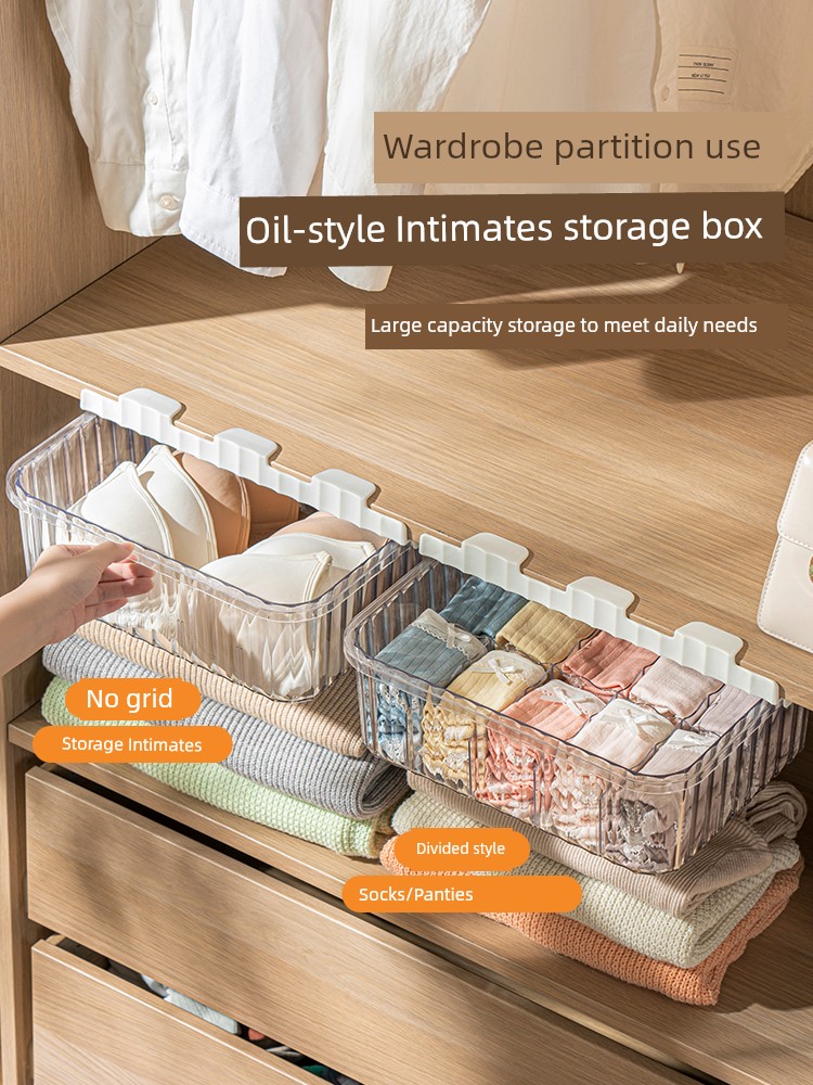 Transparent Intimates Storage Box Hanging Wardrobe Storage Fantastic Separated Panty Socks Wall Hanging Drawer-Styled Organizing Box