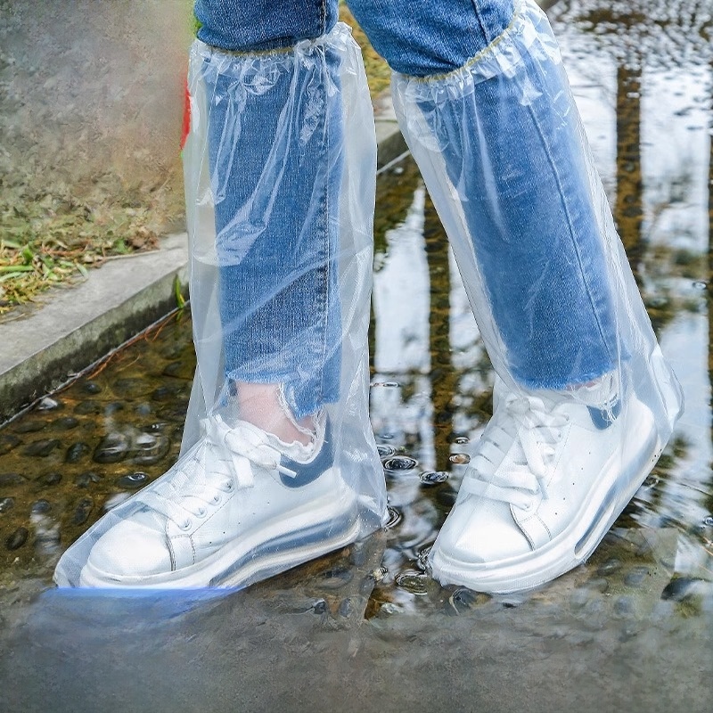 Disposable Transparent Plastic Thickening and Wear-Resistant Knee-High Rain Boots