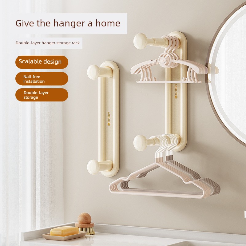 Retractable Hanger Storage Rack Punch-Free Handy Gadget Balcony Storage Hook Wall-Mounted Wall Hook Drying Foldable For Home