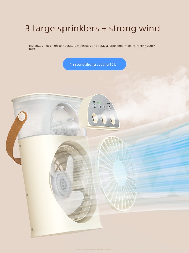 Desktop Small Fan Spray Refrigeration Humidifier Two-in-One Air Conditioner Fan Office Desk USB Charging Small Mini Noiseless Electric Fan Summer Portable Dormitory Cooling Artifact Large Wind Fan