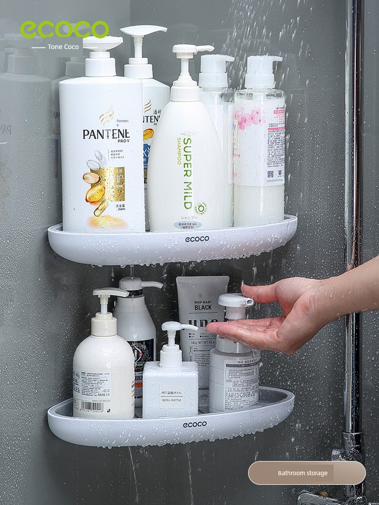 Hole-Free Triangle Bathroom Wall Gadget Shelves
