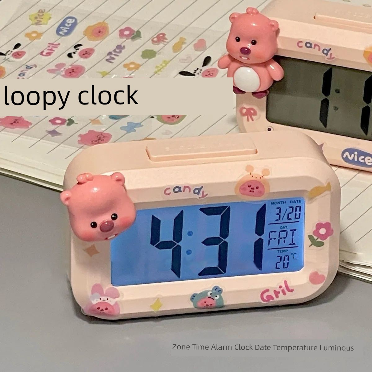 Loopy Alarm Clock Student Only Get up Handy Gadget Desktop Kids Girl Smart Digital Clock 2024 New Arrival