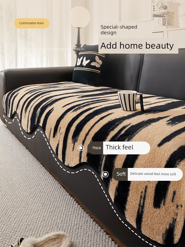 Winter New Arrival Bunny Cashmere Sofa Cushion Warm Plush Sofa Handrail Cover Towel Special Cover Cloth for Special-Shaped Straight Row Leather Sofa
