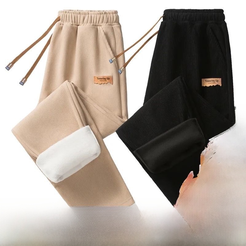 Corduroy Pants Men Autumn and Winter Fashion Brand Loose Straight-leg Loose Pants Heavy Weight Vibe Casual Long Pants Fleece-lined