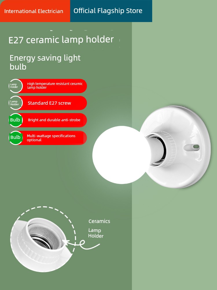 E27 Screw Holder LED Bulb Spiral Lamp Head Surface Mounted Thread Bulb Holder For Home Energy Saving Lamp Ceramic Base