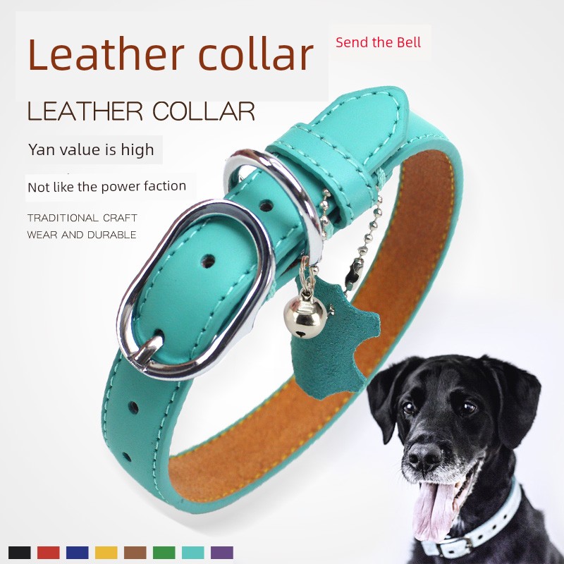 Big Sale Dog Collar Collar Small Size Dogs Collar Cat Collar Jarre Aero Bull Pet Collar Supplies Genuine Leather with Bell