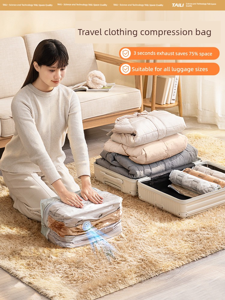 Taili Travel Hand Roll Storage Bag Vacuum Compression Luggage Special Down jacket Clothing Clothes Travel Artifact