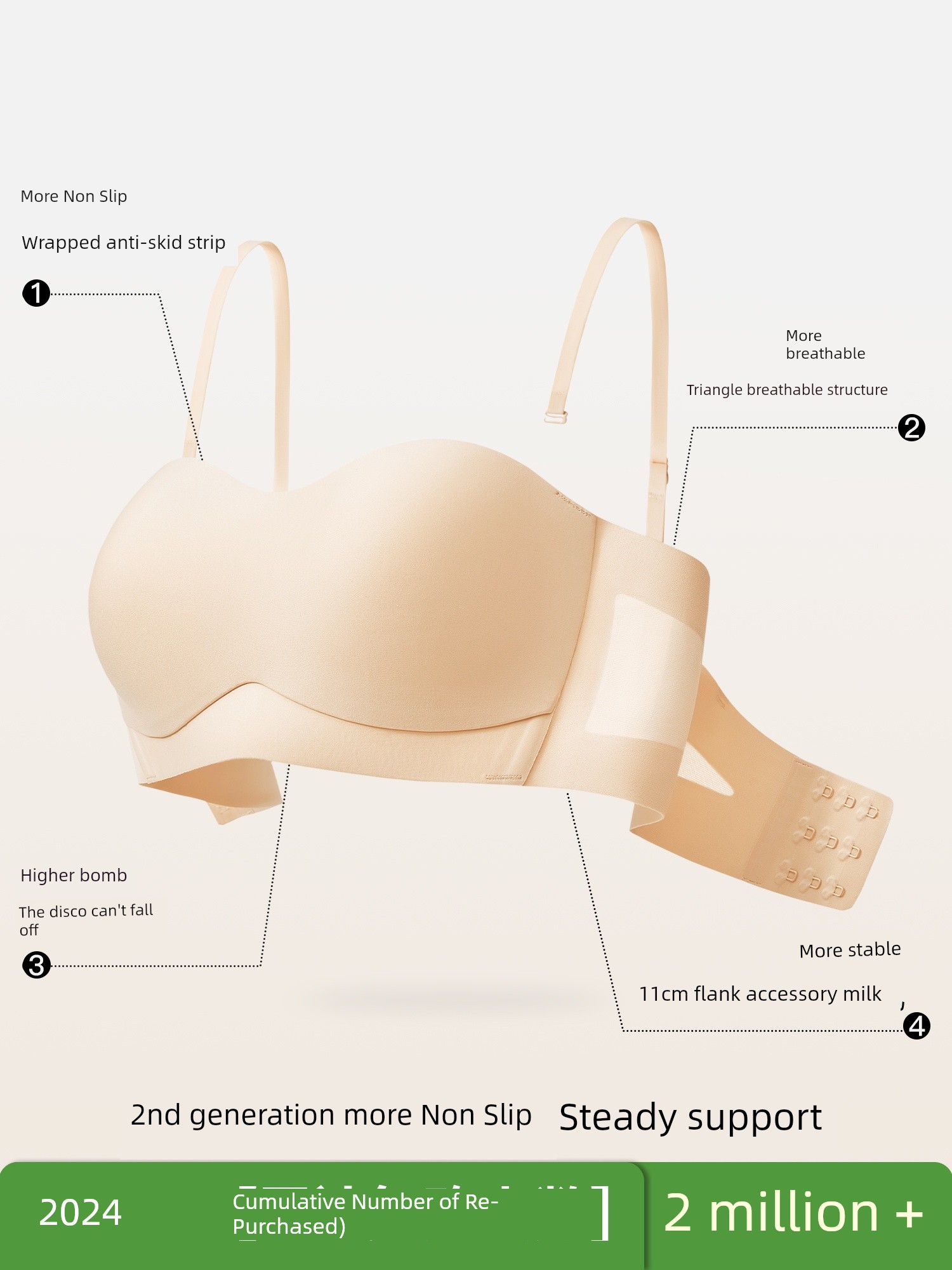 Beauty Back Strapless Push up Invisible Non Slip Bra Intimates