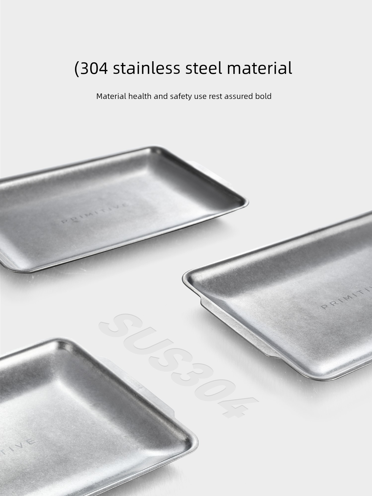 Primitive Man 304 Stainless Steel Food Plate Barbecue Accessories Tool Food Plate Rectangular Household Dish Plate
