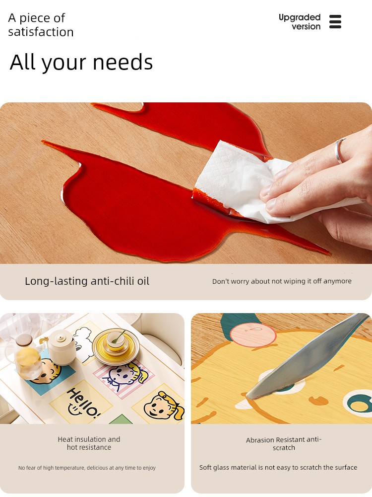 Transparent Soft Glass Table Mat Waterproof Oil-Proof Disposable Desk Student Small Tablecloth Desktop Protective Pad Oven Mitts Tea Table Cloth