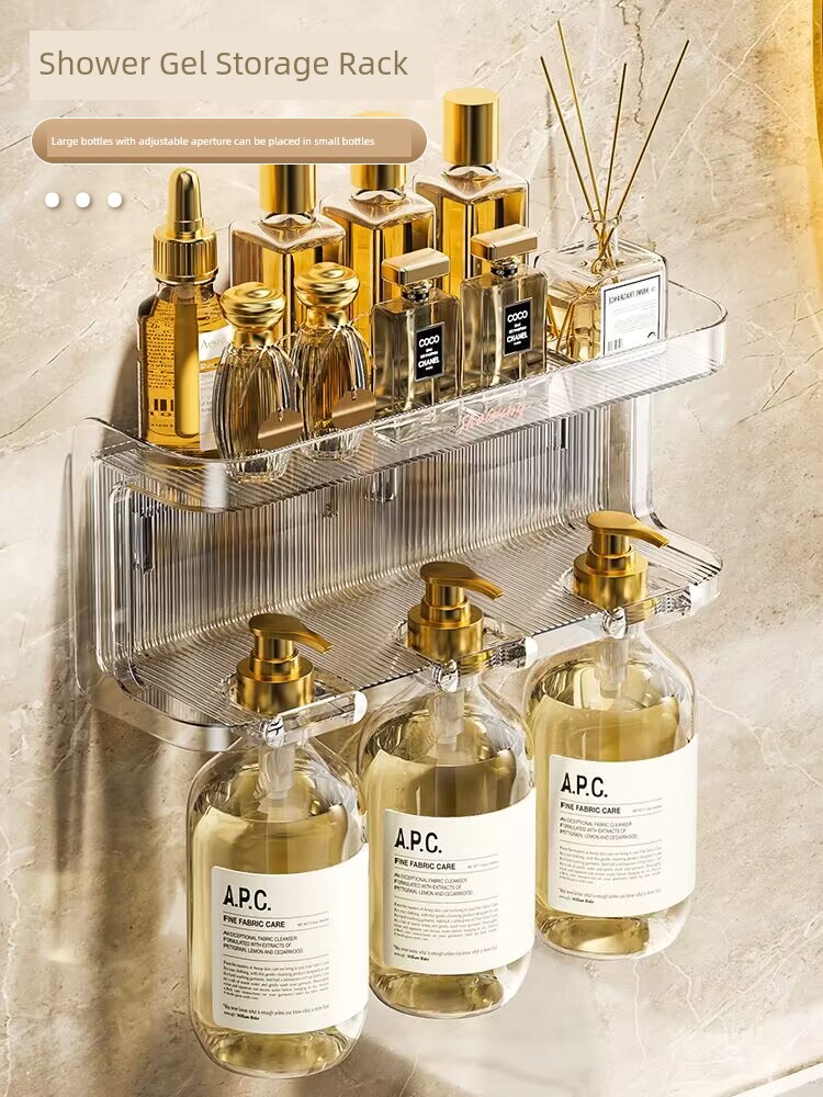 Bathroom Storage Rack Bathroom Storage Rack Washstand Seamless Punch-Free Wall-Mounted Shower Gel Storage Rack