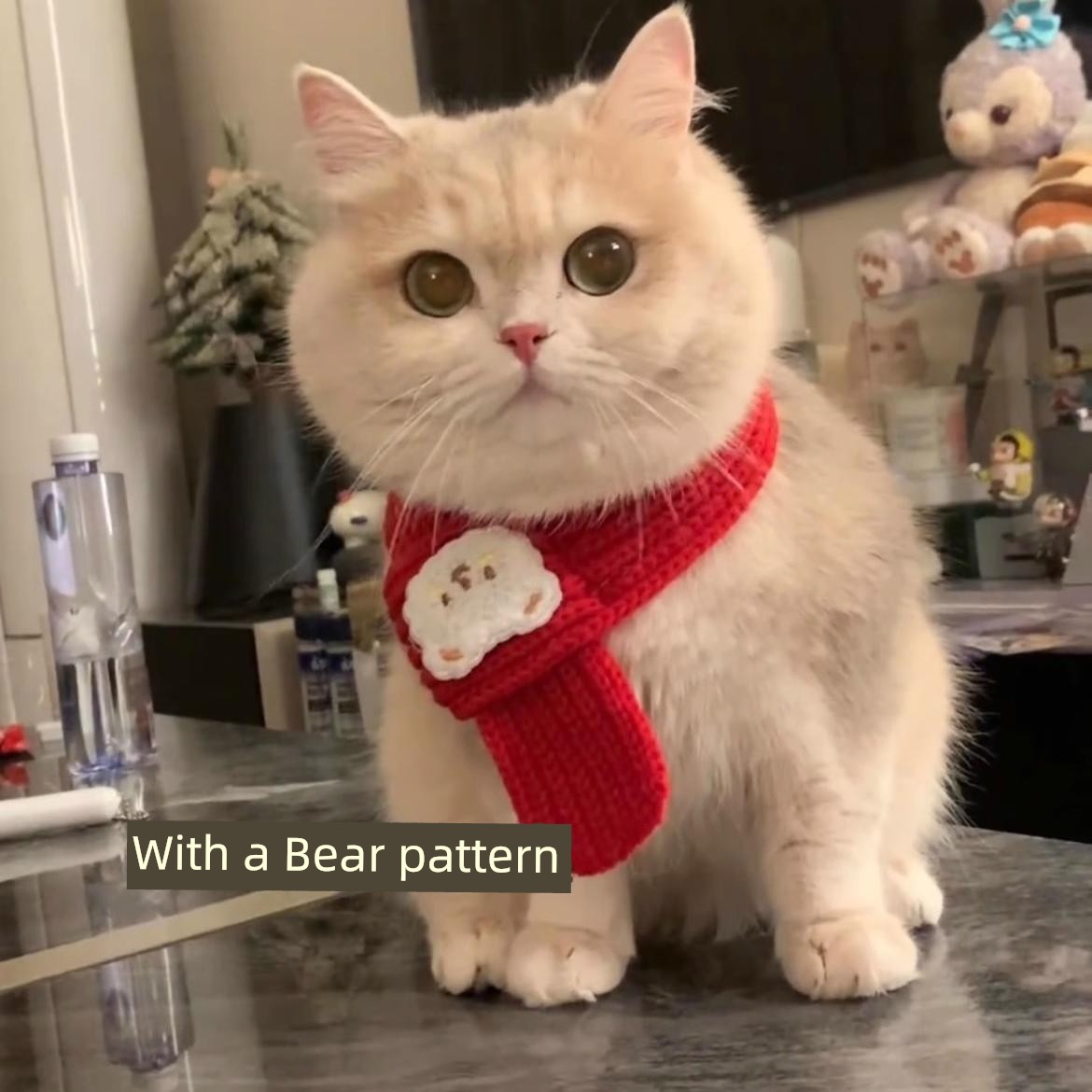 Cat Scarf Autumn and Winter Dog Saliva Towel New Year Red Small Scarf Cute Wear Woven Decorations