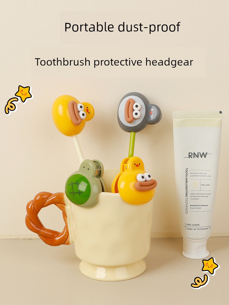 Toothbrush Head Protective Cover Storage Clip Household Portable Travel Electric Toothbrush Dust Protection Cap Cover Cartoon Storage Box