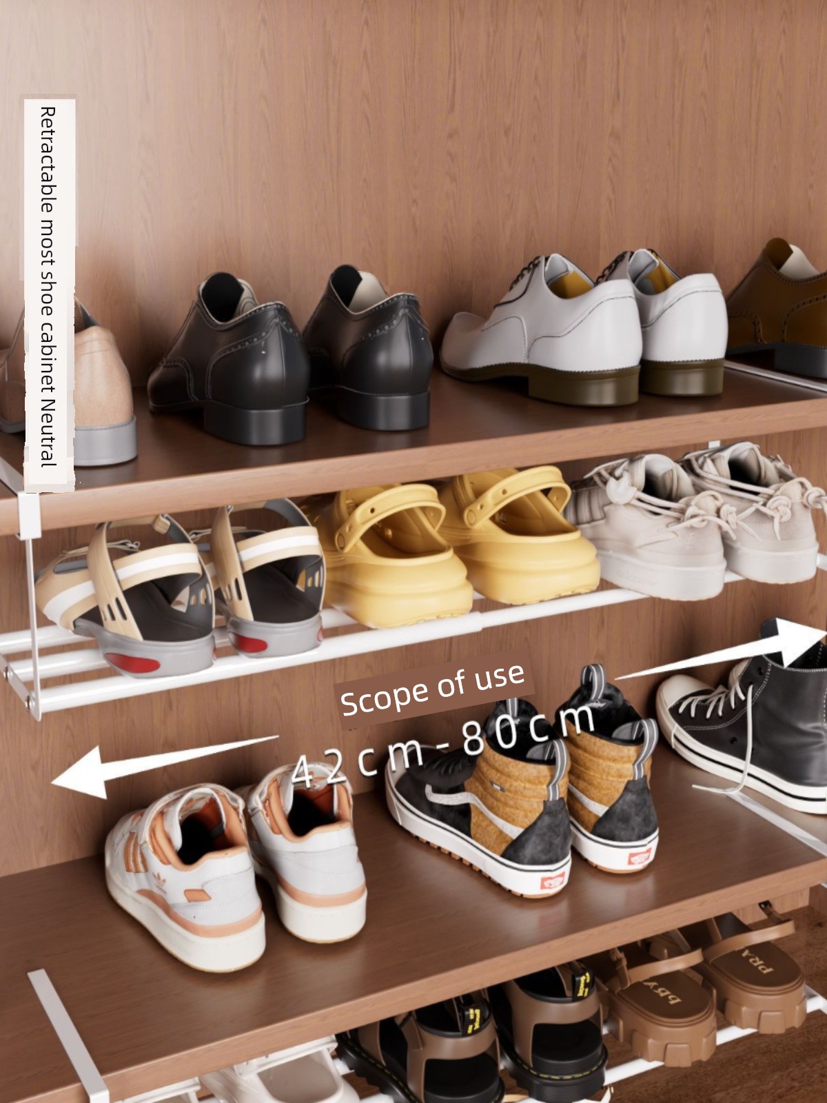 Retractable Shoe Rack Lower Hanging Suspended Storage Rack For Home Shoe Cabinet Storage Space-Saving Cabinet Layered Division Plate Cabinet