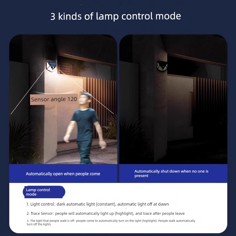 2024 Solar Courtyard Outdoor Household Gate Lighting Sensor Rural Yard Outdoor Balcony Waterproof Wall Lamp