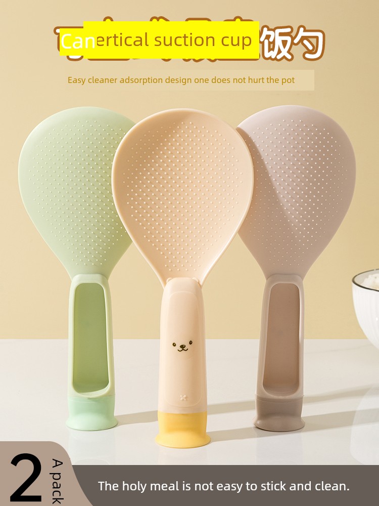 Suction Cup Kitchen Bear Meal Spoon Vertical Non-Stick Rice Rice Cooker Food Grade High Temperature Resistant Standing For Home