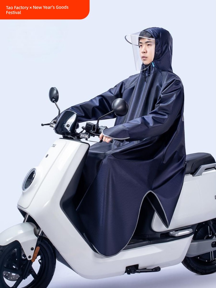 Electric Motorcycle Sleeved Women's Thickened Raincoat Single