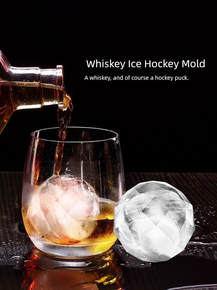 Ice Hockey Mold Ice Cube Ice Making Ice Tray Ice Box Whiskey Frozen Large round Ice Hockey Spherical Handy Gadget Storage Box Silicone
