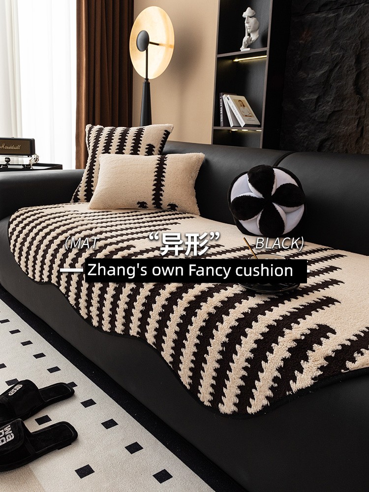 Anti-Scratching Stuffed Sofa Cushion Fall and Winter 2025 New Arrival Fancy Straight Row Non Slip Special-Shaped Leather Sofa Cushion Cover Cloth