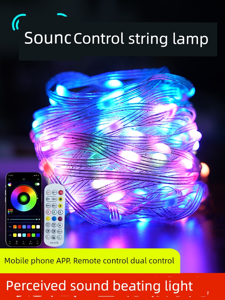 Voice Control Skewers Light with LED Light Bar Sensor Music Rhythm Lamp Outdoor Ambience Light Magic Light Internet Celebrity Horse Running Light