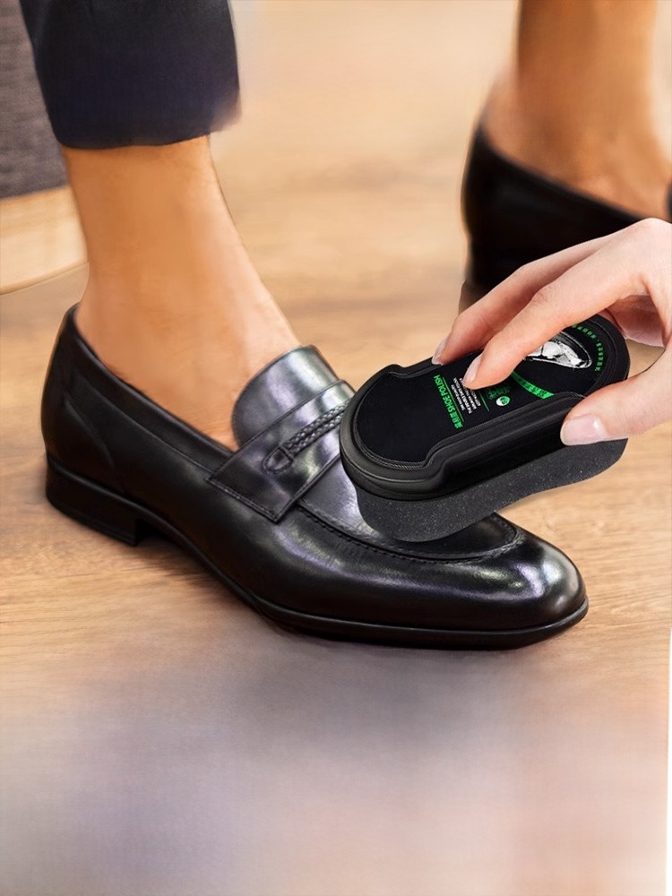 Spong Mop Genuine Leather Maintenance Oil Black Quick-Shine Shoe Brush