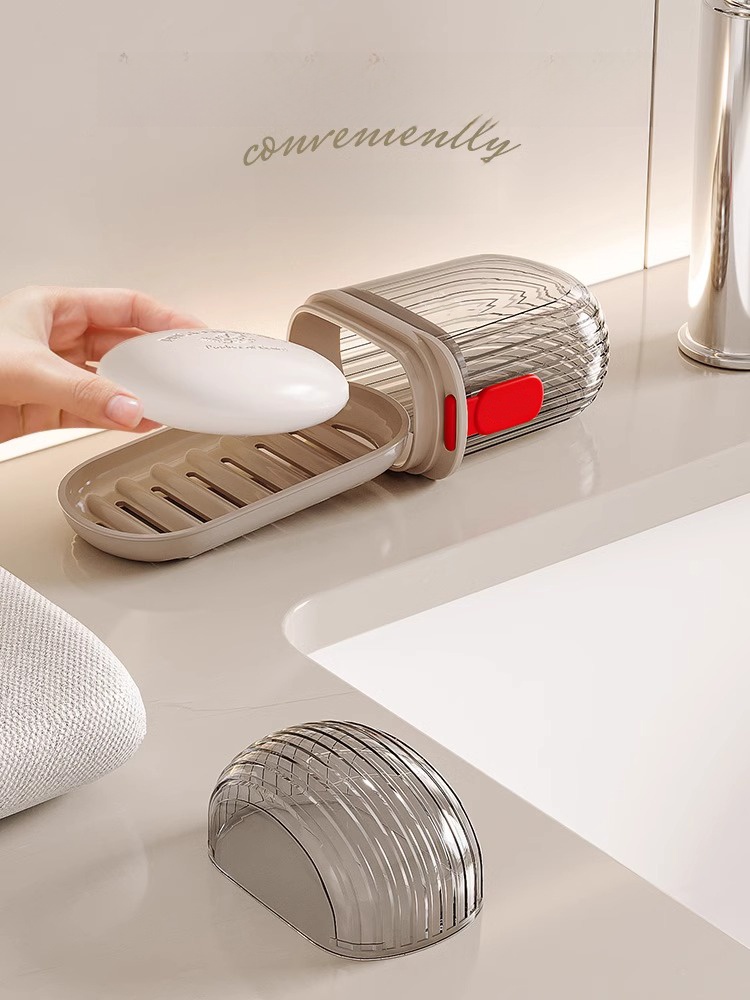 Travel Soap Holder Soap Box with Lid Sealed Drain Portable Soap Dish Business Trip 2024 New Arrival Accessible Luxury Classy