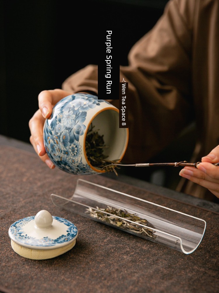 Jojo's L. Pd. Ziquan Stream. Beige Ru Kiln Tea Jar Ancient Ceramic Jar Tea Container Tea Recovering | Stubble Edge