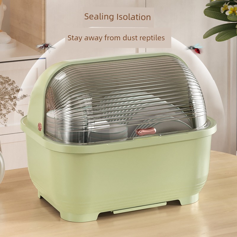 Tableware Storage Box Kitchen Storage Rack with Lid Cupboard Countertop Dish Storage Rack Bowl Plate Dish Draining Rack