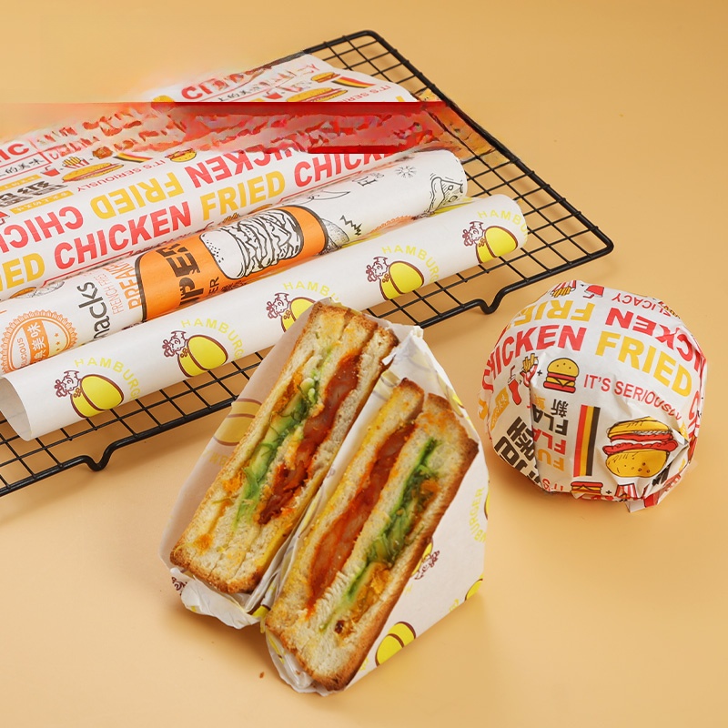 Hamburger Paper Anti-Oil Paper Disposable Baling Paper Commercial Food Grade Dessert Packing Paper Baking Oil Paper Tray Paper Baking