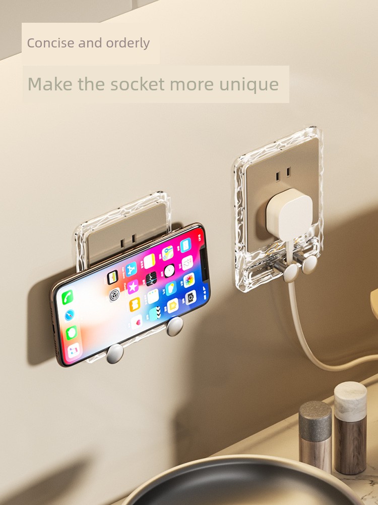 Corrugated Multi-Function Socket Hook Punch-free Plug Hanger Household Storage Hook Holder Seamless Adhesive