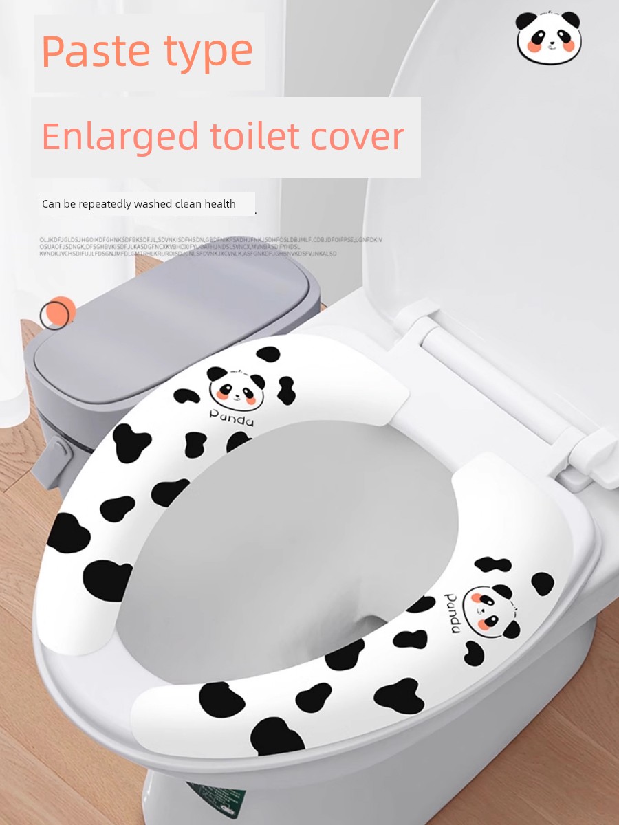 Panda Seamless Happy Day Toilet Mat Home Bathroom Toilet Seat Cover Regular Toilet Seat Cover plus Waterproof Thickened Heattech