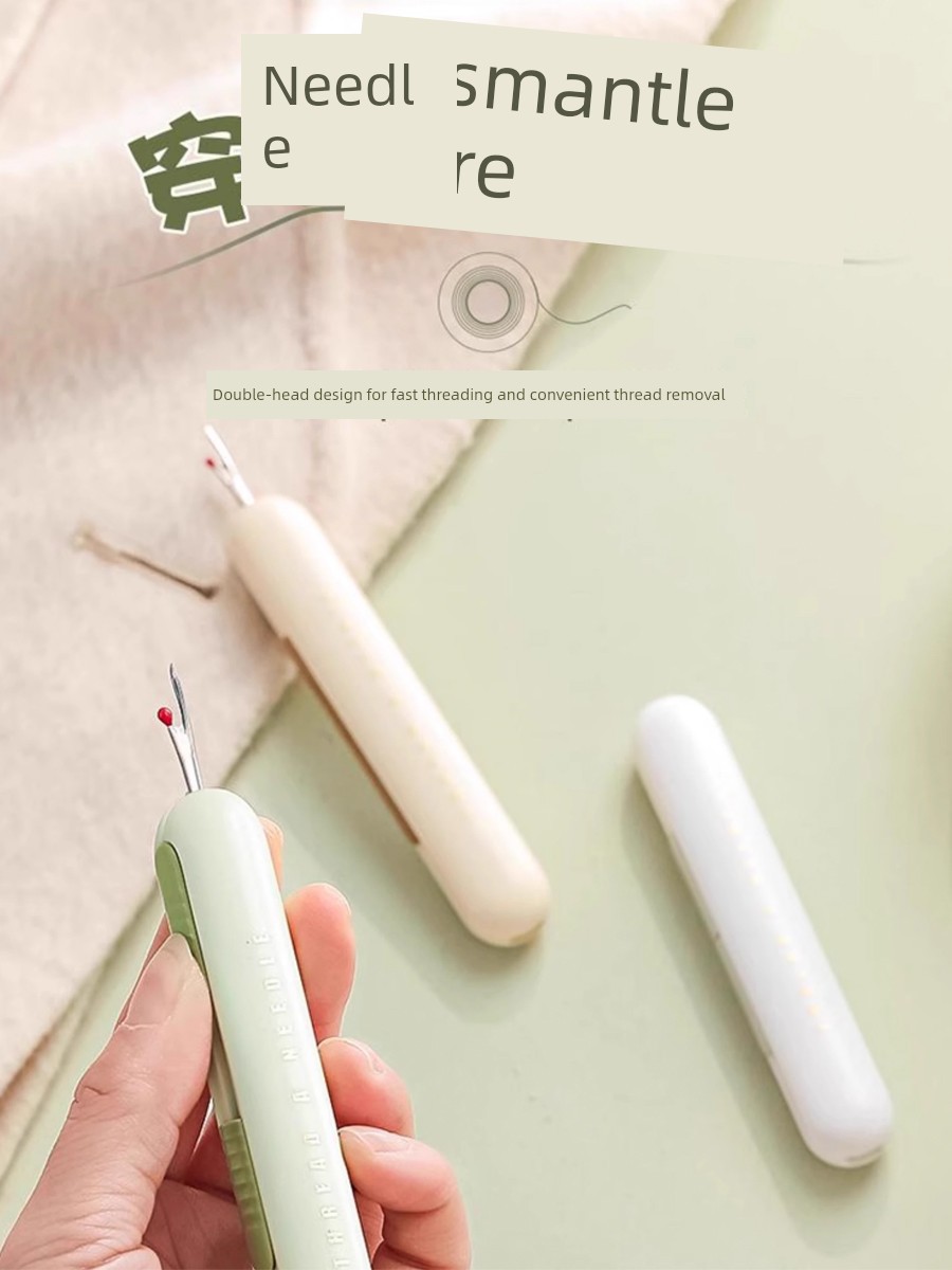 Two-in-One Needle-Threader Elderly Threading Needle Sewing Needle Auxiliary Tool Seam Ripper DIY Threading and Unthreading Double-Headed Style