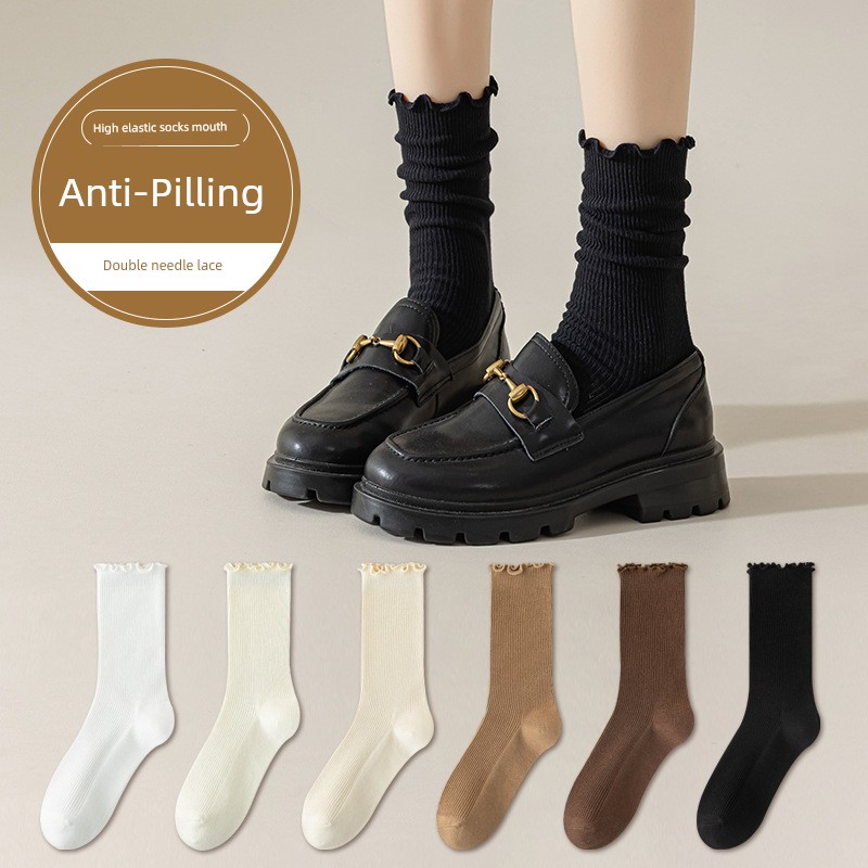 Women's Socks Fall New Arrival Tube Socks Plaid Breathable Seamless Socks Tree Fungus-like Lacework Socks JK Socks Bunching Socks Comfortable