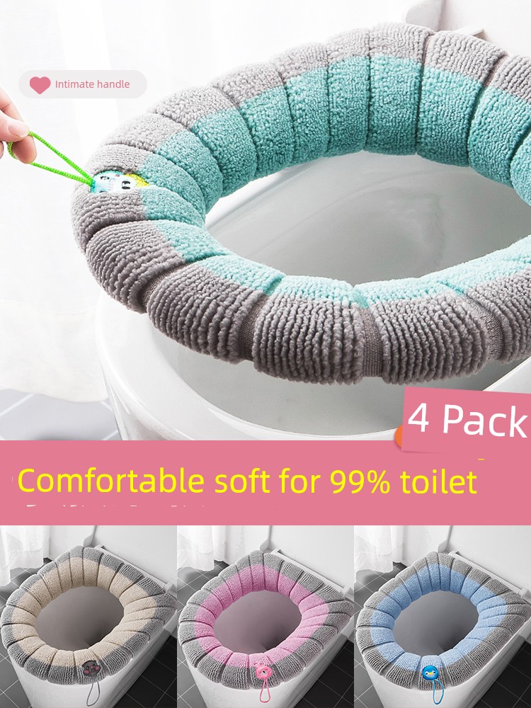 Knitted Neutral All Year Round Toilet Seat Cover Full Coverage Toilet Mat