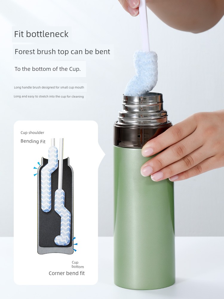 Japan Import Aisen Cup Brush Long Handle Sponge Brush Household Thermal Insulated Bottle Feeding Bottle Cup Brush Cup Brush Cleaning Small Bottle Mouth