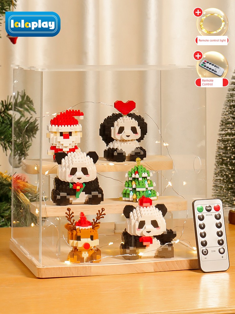 Santa Claus Building Blocks Panda Flower Particle Assembled Toys Educational Boys and Girls Ornaments Kids Christmas Gifts