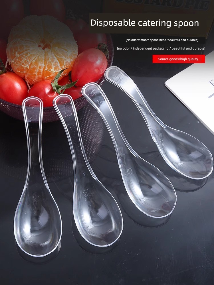 Disposable Spoon Plastic Soup Spoon Fast Food Takeaway Frosted Blossom Dessert Spoon Spoon Soup Spoon Commercial Individually Packaged Tableware