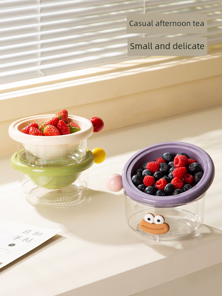 Dopamine Drain Basket New Arrival Fruit Basket Living Room Home Good-looking Fruit Plate Fabulous Fruit Washing Tool Double-Layer Vegetable Washing Basket