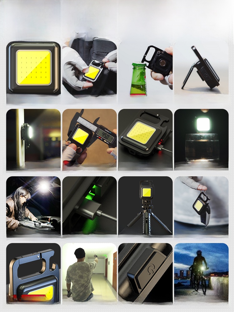 Keychain Light Strong Light Rechargeable Flashlight Super Bright Outdoor Multifunctional Portable Mini Work Light Small Portable LED