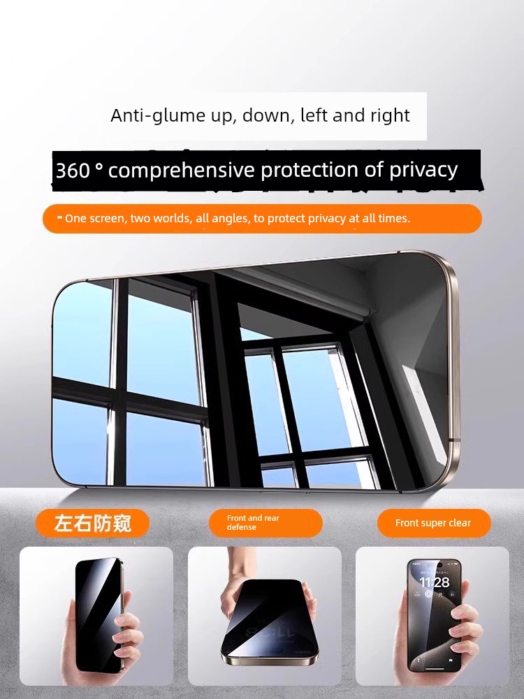 [New 360 Degrees Anti-Peep Film] Suitable for Apple 16promax Anti-Peep Tempered Glass Film Iphone15/13 Privacy 16pro Mobile Phone Film 14 New Arrival 12 Film 11 Full Screen plus Block XR
