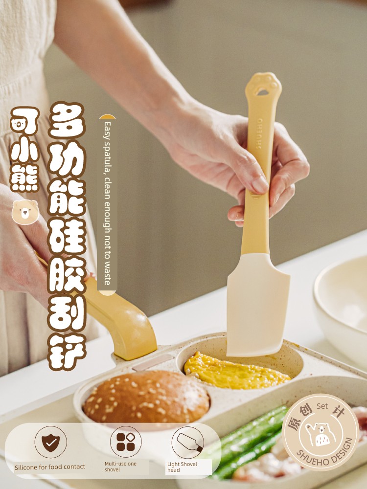 Tree Cocoa Bear Baking Scraper Silicone Food Grade High Temperature Resistant Cake Cream Soft Baking Tool Jam