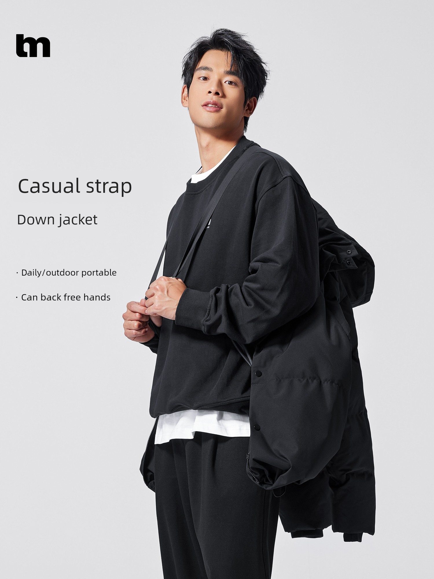 Bodydream BM Winter Strap down Jacket Men's Windproof Warm and Loose Hooded Thickened Puffer Jacket Coat