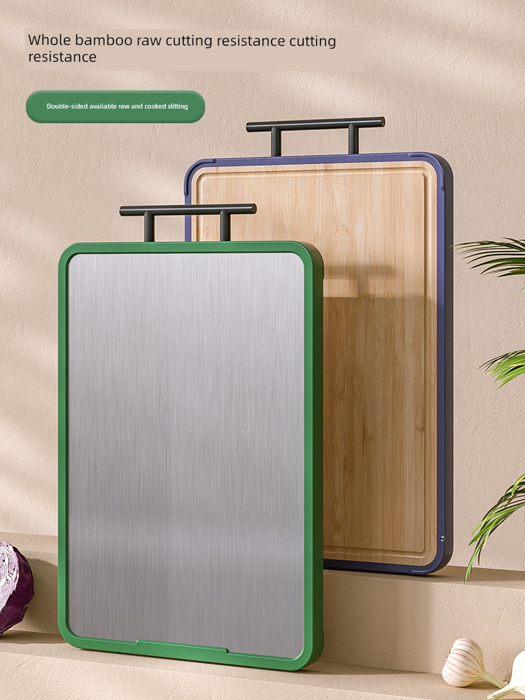 Jujiajia Stainless Steel Whole-Bamboo Chopping Block For Home Antibacterial and Mildewproof Cutting Board Kitchen Double-Sided Thickened Fruit Knife Cutting Board