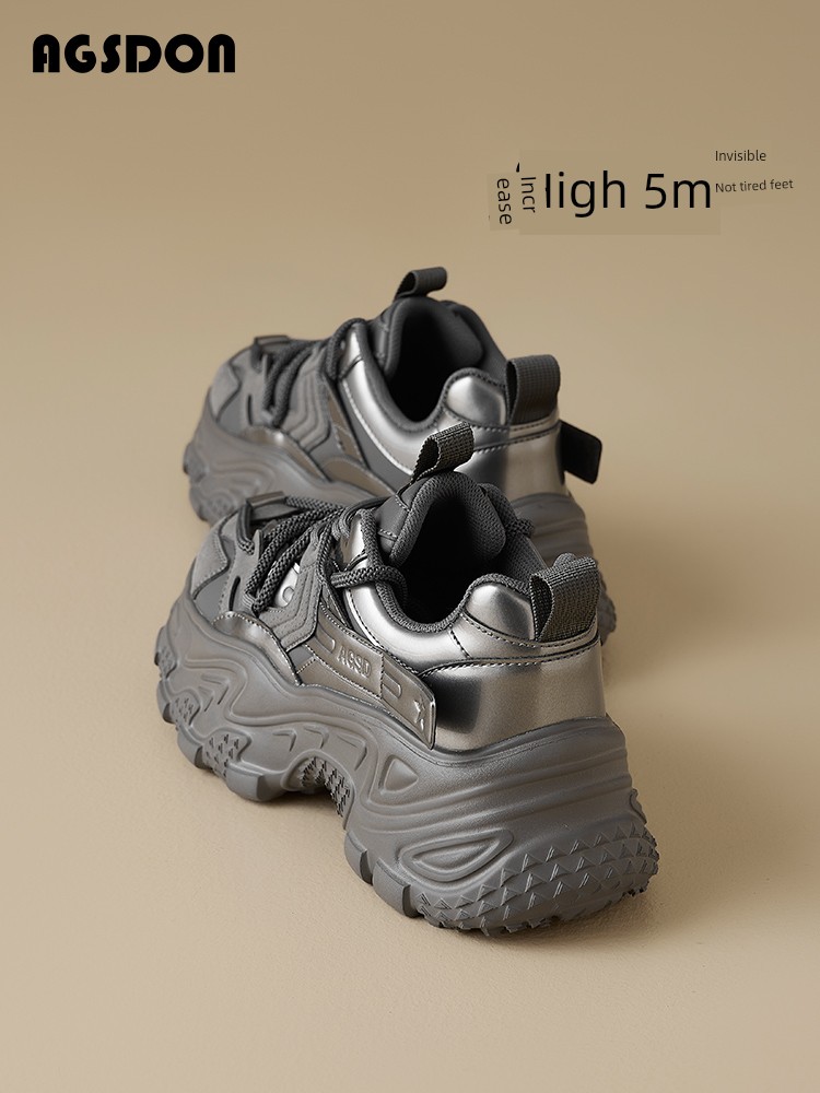 Thick Bottom Dad Shoes Women 2024 New Autumn and Winter Versatile Fleece-lined Warm Shoes Casual Sneaker Height Increasing Small