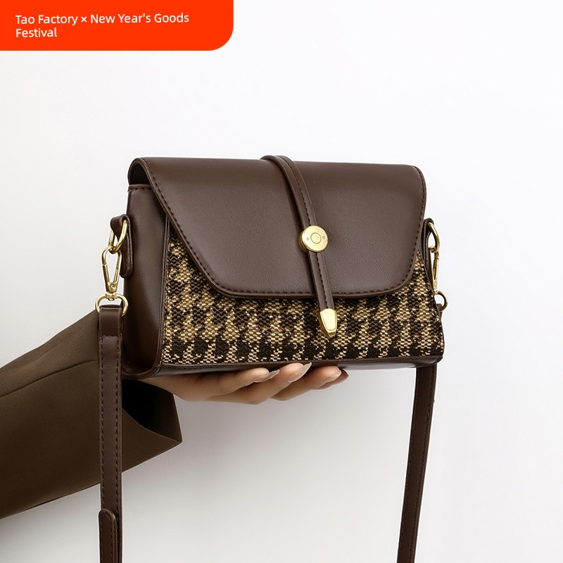 Meiqi New Crossbody Bag Fashion Houndstooth Shoulder Bag Advanced Texture Ins Best Selling Niche Style All-Match Women Bag