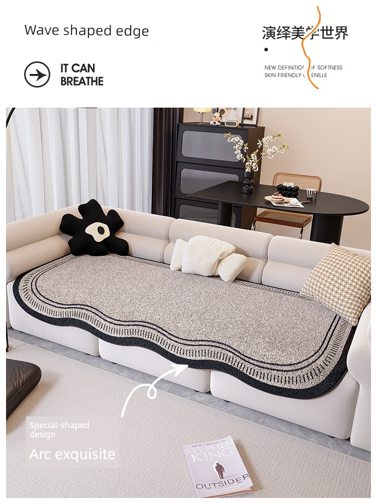2024 New Arrival Cashmere Sofa Cushion All Year Round Neutral Fashion High-Grade Asymmetrical Fixed Non Slip Sofa Cushion