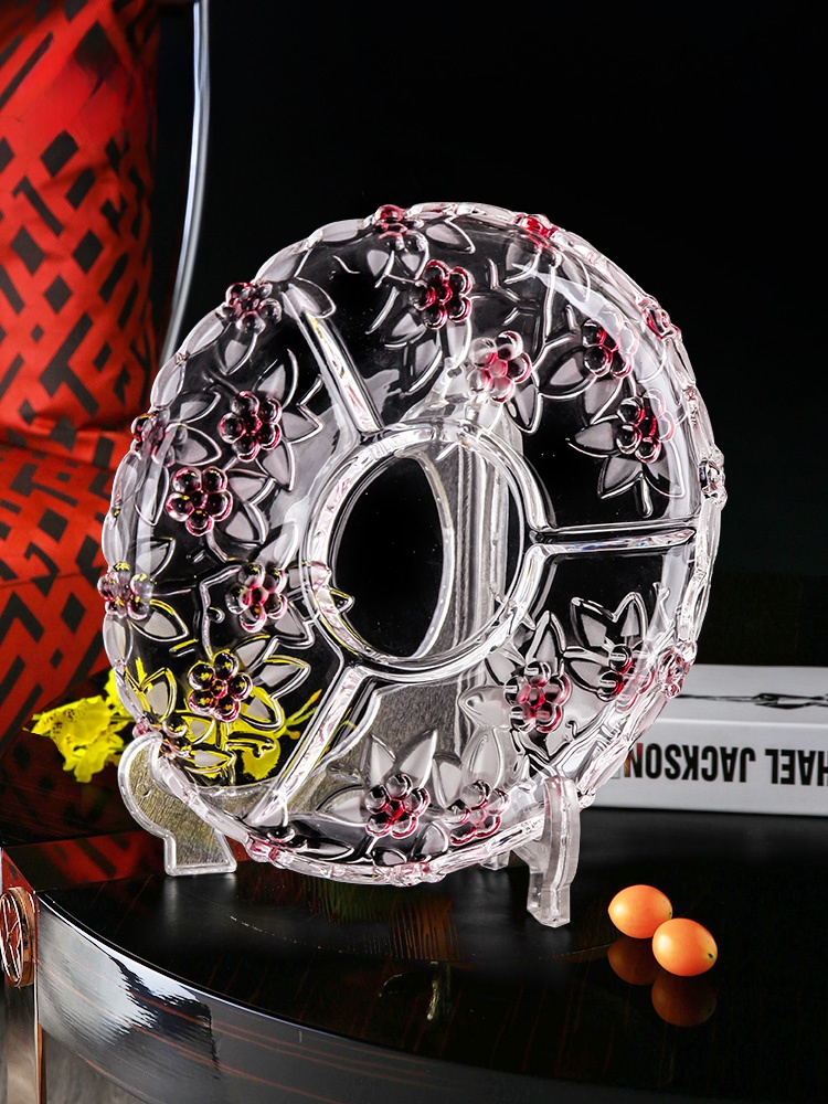 Home European Rose Crystal Glass Fruit Plate Fruit Plate Dried Fruit Tray Tea Plate Glass Plate Glass Fruit Plate